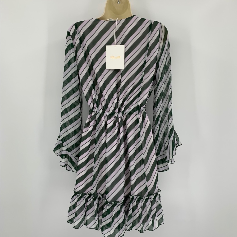 DVF Diane von Furstenberg Harlene Stripe Lavender fog green dress new Small 4 6 - Picture 3 of 8